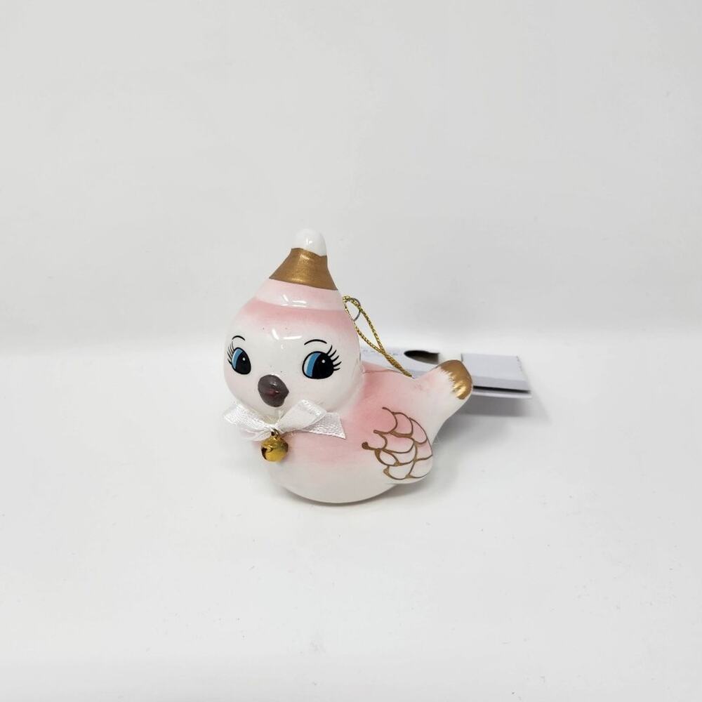 Ceramic Retro Pink Bird Christmas Tree Ornament